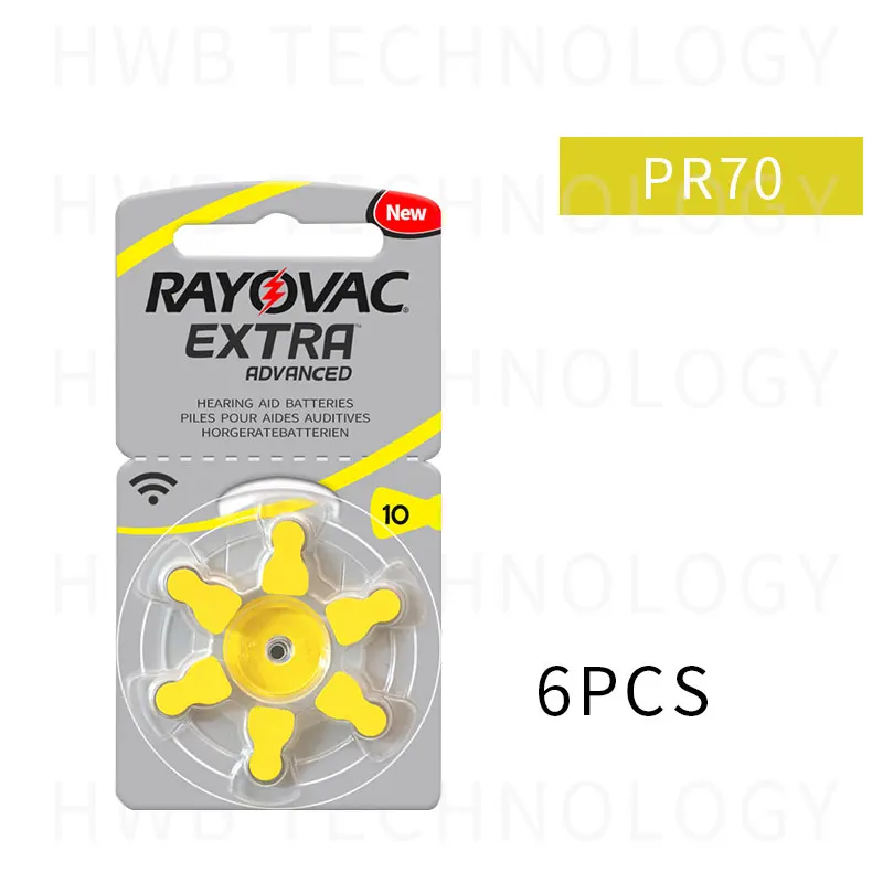 

6x 1(card) Rayovac extra Hearing Aid batteries 10 A10 p10 PR70 free shipping Zinc Air Battery for cic / mini BTE Hearing Aids