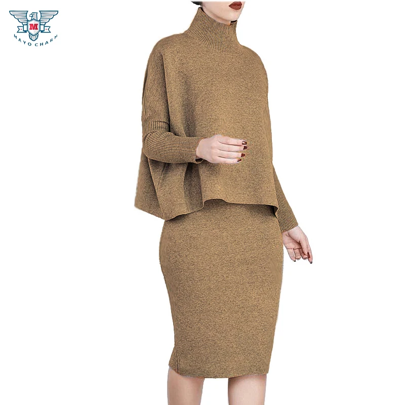 2 Piece Sets Women Knitted Dress 2017 Autumn Tops and Skirts Office ...