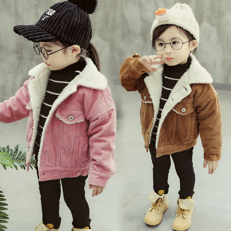 

Susi&Rita 2018 Baby Girls Winter Clothes Warm Flecce Corduroy Coat Autumn Kids Thick Outwear Children Coats Outwear