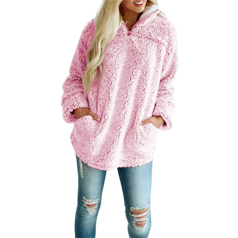 Women Sherpa Pullover Winter Fleece Fluffy Sweater Zipper Turtleneck Pullovers Female Casual Coat Pull Sweaters Women Sherpa Pullover Winter Fleece Fluffy Sweater Zipper Turtleneck Pullovers Female Casual Coat Pull Sweaters