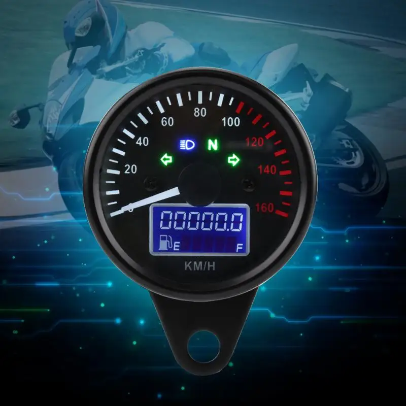 

Universal 0~160KM/H Motorcycle Digital LED LCD Speedometer Tachometer Speed Gauge Retro