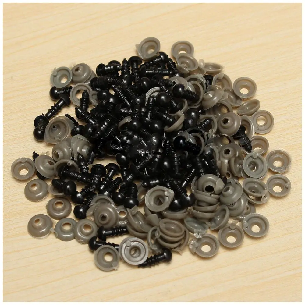 

WOTT 100Pcs 6mm Black Plastic Safety Eye Washers For Teddy Toy Eyes Puppet Doll Craft