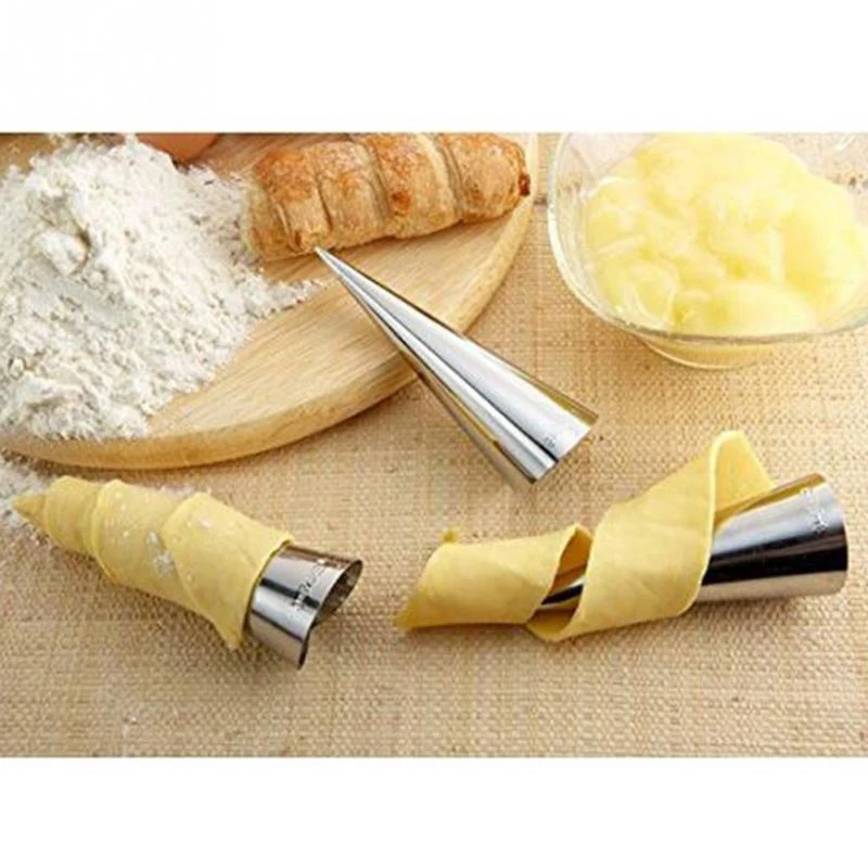 8PCS Stainless Steel Mold Cake Croissant Cone Round Form Conical Tubes