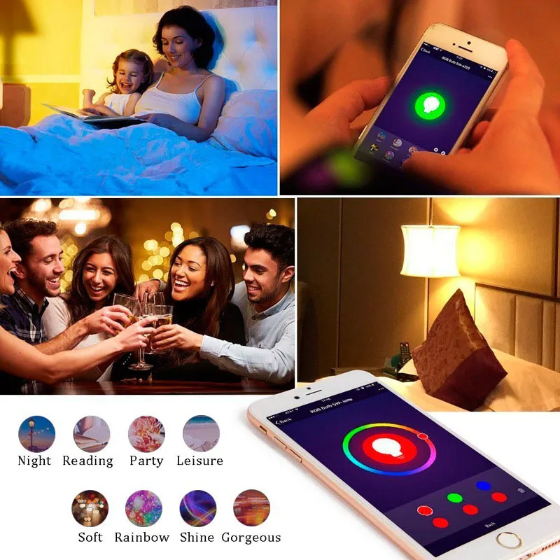 

Wifi Smart LED Light Bulb E27/E14/B22 Remote Control Multicolor Lamp for Amazon Alexa Google Home @8 JDH99