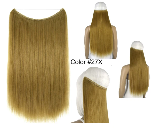 Верхушка термостойкие матовые синтетические волосы шелковистые прямые эластичность невидимая проволока Halo наращивание волос 8106 - Цвет: 27X