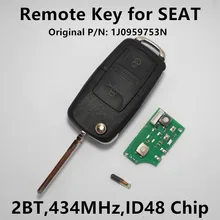 Дистанционного Ключа Автомобиля Чип для SEAT Ibiza Leon Toledo 1J0959753N Автозапуск 434 МГц с ID48 1J0 959 753 N