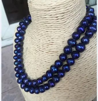

2 rows 10-11mm tahitian baroque blue pearl necklace 18"