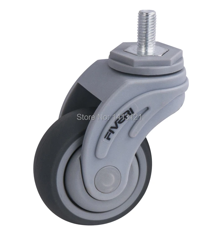 free shipping 75mm Full plastic screw universal TPR caster hospital medical carts wheel chair caster pulley