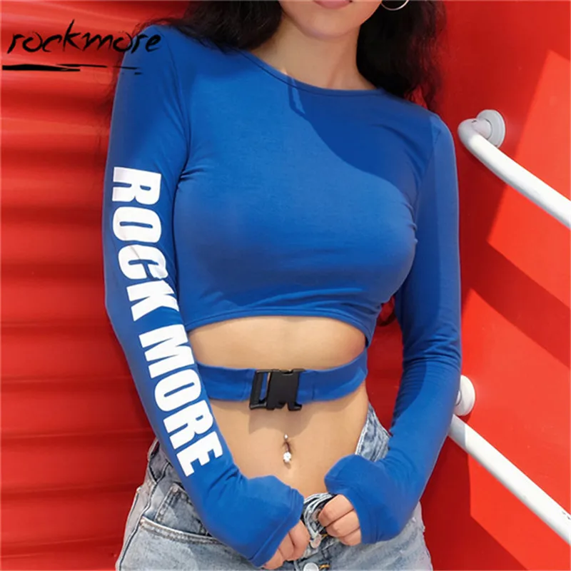 Женская футболка с круглым вырезом Rockmore однотонный хлопковый укороченный топ