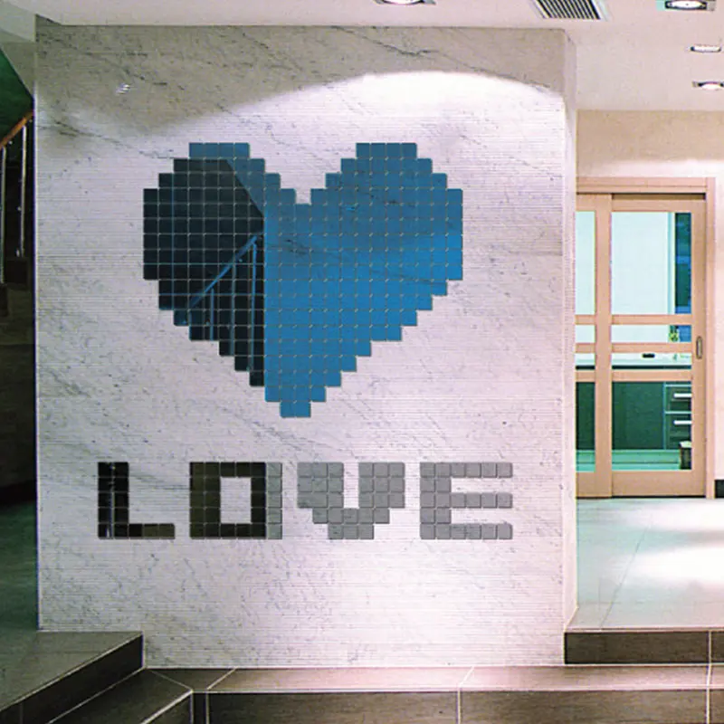 

100PCS Mirror Wall Sticker Adhesive Mini Square 3D Decals Home Decorations