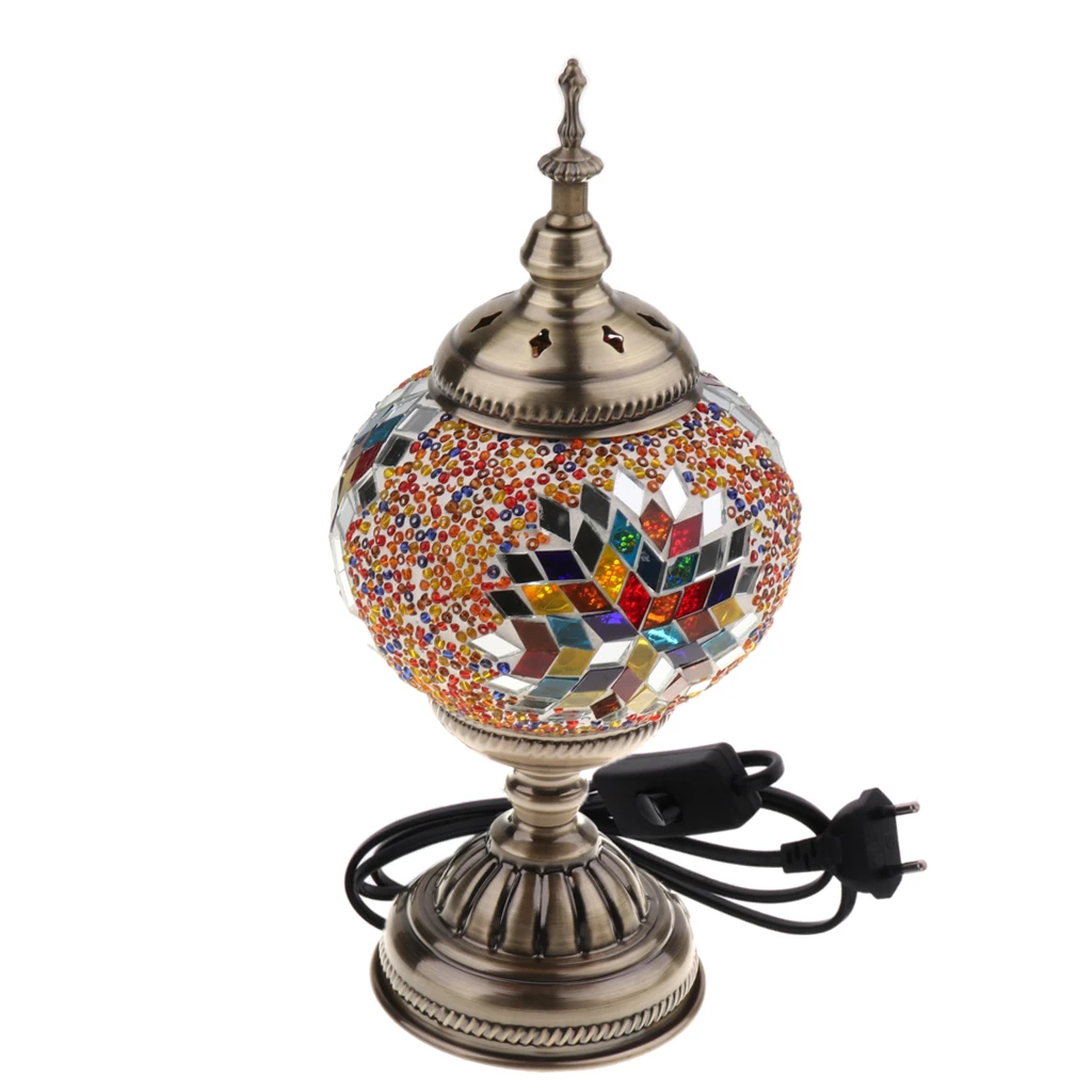 Ручная Турецкая мозаичная стеклянная настольная прикроватная лампа, светильник с европейской вилкой