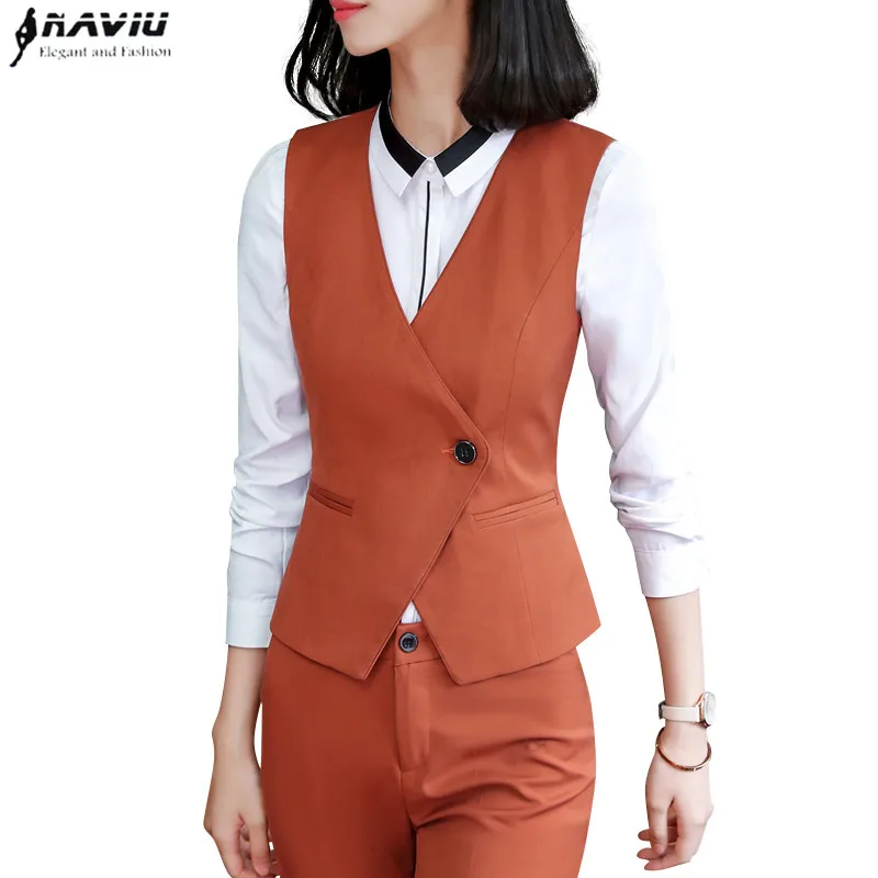 Fashion business Interview vest women new spring Slim V Neck Formal office ladies vest coat plus size uniforms