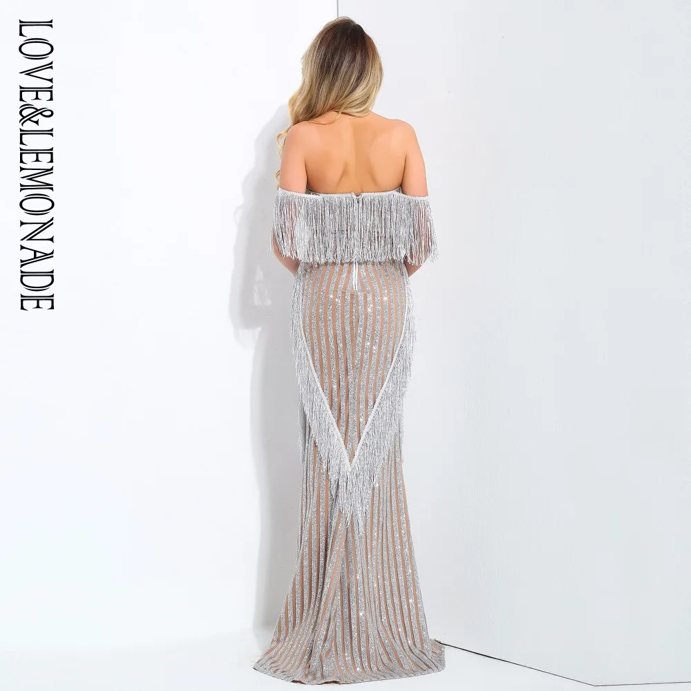 LOVE&LEMONADE  tassel Deep V-Neck Stripes long