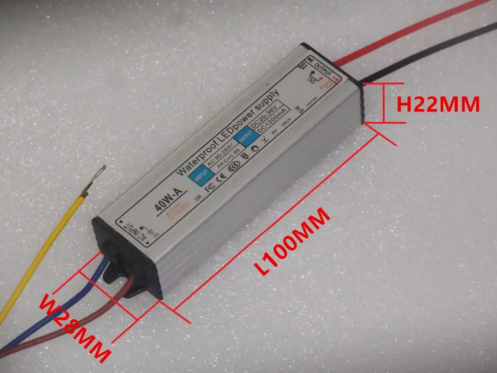 40 Вт 1200ма IP67 Водонепроницаемый источник питания 30 В до 36 В светодиодный адаптер 110 В 220 В прожектор светильник уличный светильник ing трансформатор CE