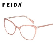 FEIDA розовый кошачий глаз ясно очки ретро прозрачный ацетат компьютерные очки оправы для Для женщин очки без линз