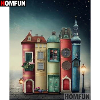 

HOMFUN Full Square/Round Drill 5D DIY Diamond Painting "Castle scenery" 3D Diamond Embroidery Cross Stitch Home Decor A21370