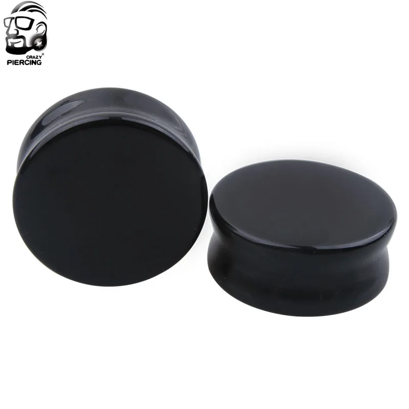 

Ear Expanders Body Piercing Jewelry1 Pair Black Onyx Organic Natural Polished Stone Ear Gauges Saddle Ear Stretcher