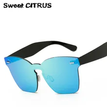 Sweet CITRUS Brand Vintage Clear Lens Sunglasses Men Rimless Square Frame Women Flat Mirror Lens Sun Glasses Oculos Gafas UV400