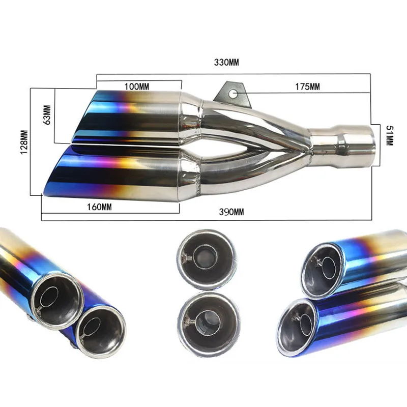 38-51 мм глушитель мотоцикла модифицированный глушитель выхлопной трубы с DB Killer Silp на системе 390 мм