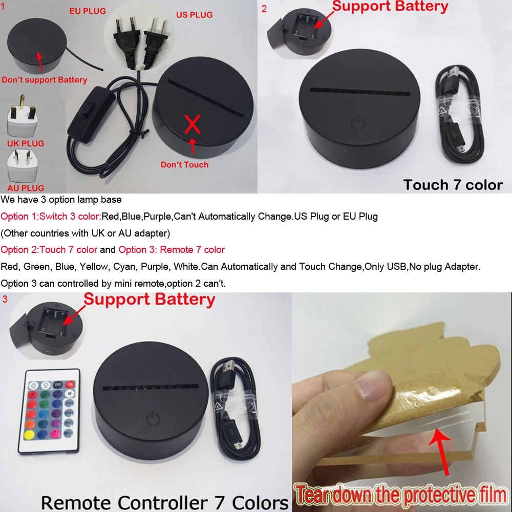 Креативный большой в форме лампочки 3D USB светодиодный RGB лампа Иллюзия ночник многоцветный домашний декор для стола оптические светодиодные осветители подарок