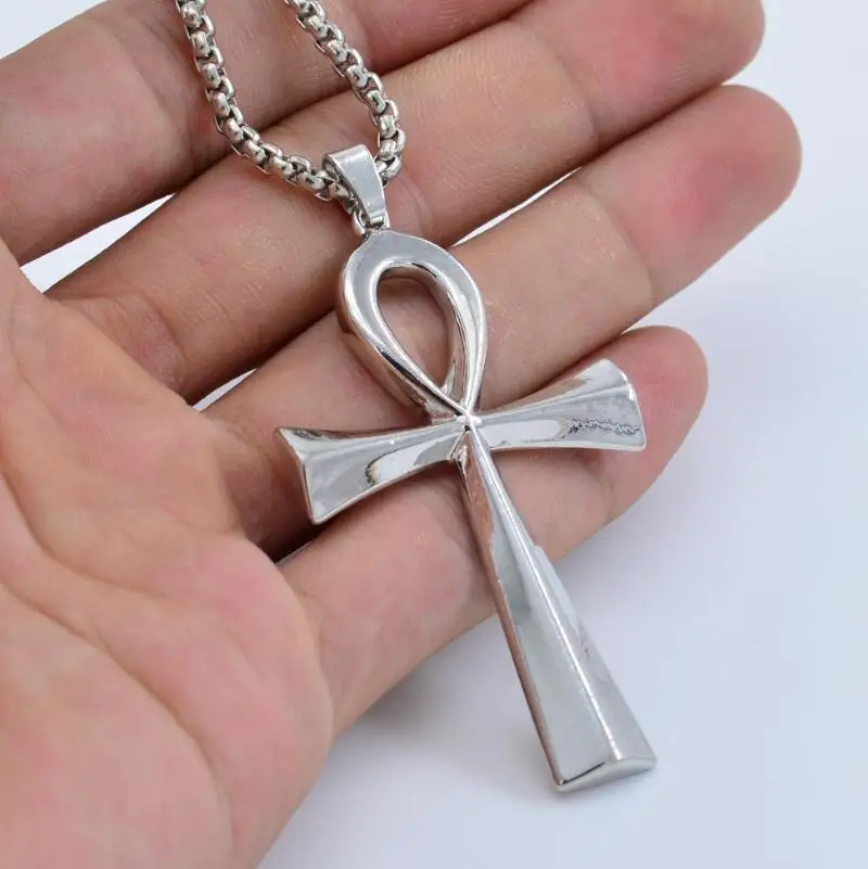 Кулон с крестиком Ankh из ледяного циркония золотого и серебряного сплава кулон