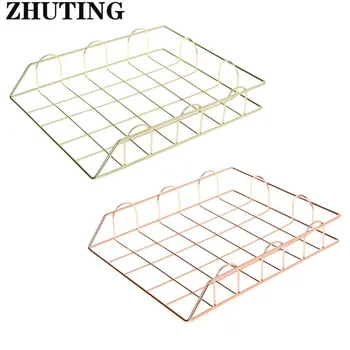 

Folding Wrought Iron Letter Magazine Newspaper Holder Storage Rack File Tray for Office Desk Organizer Supplies Storage Rack