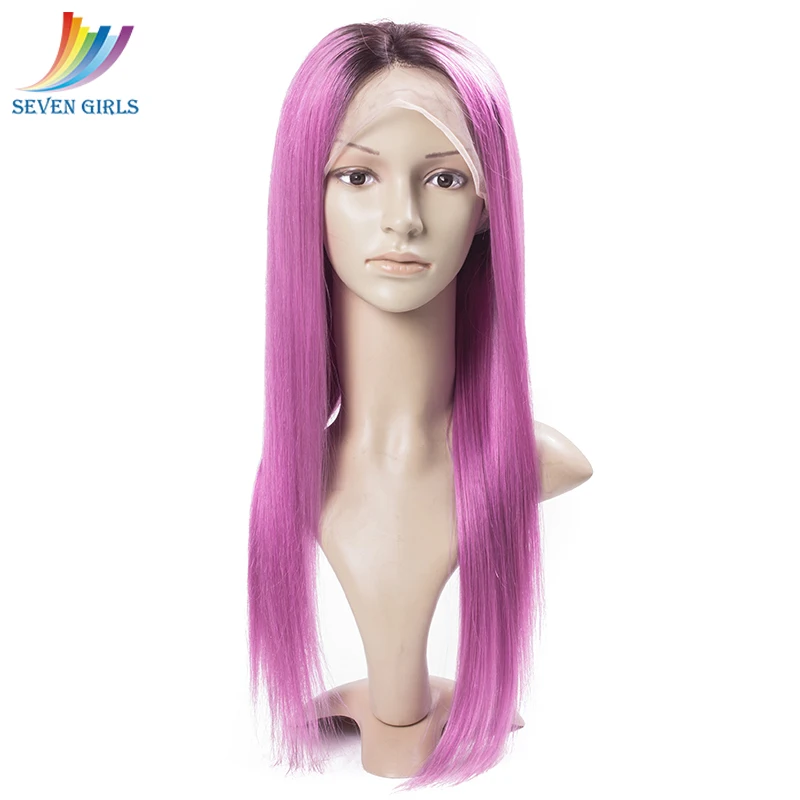 Sevengirl бразильский 1B/светло-фиолетовый прямой Ombre 10-30 дюймов полный кружево человеческие волосы Искусственные парики предварительно