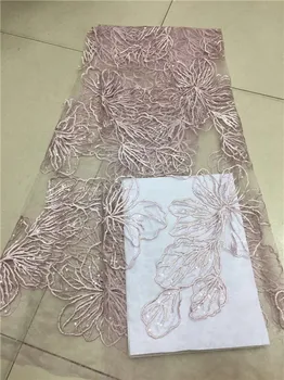 

(5yards/pc) High quality champagne gold African French net lace fabric with luxury sequins embroidery for party dress Grey Pink