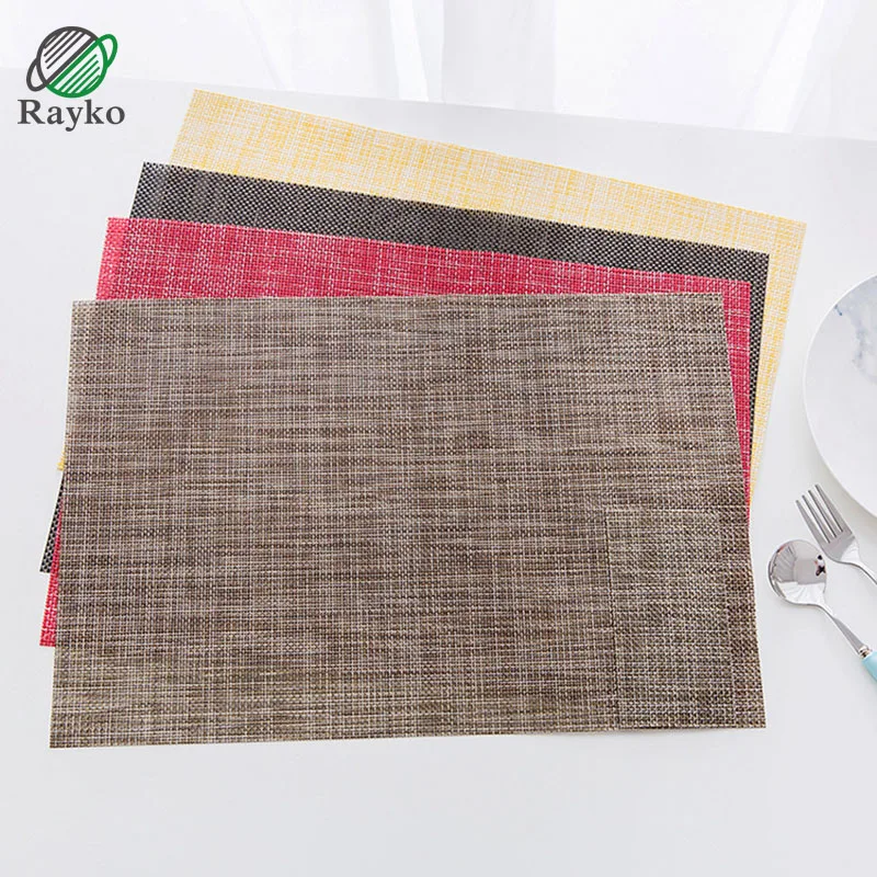 

Fashion Table Pad Tableware Mats PVC Placemats Insulation Non Slip Dishes Dish Mats Western Food Woven Rectangular Placemat
