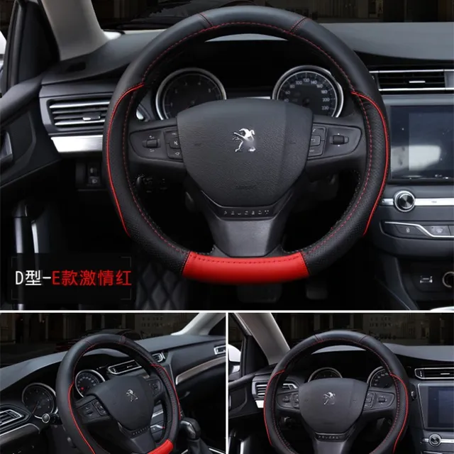 D shape genuine leather steering wheel Cover for peugeot 308 2008 308S