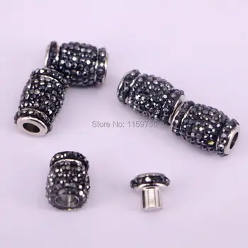 

20Pcs Strong Magnetic Clasps Pave Crystal Rhinestone,End Caps Inner diameter 5mm Magnetic Clasps for making Leather Jewelry