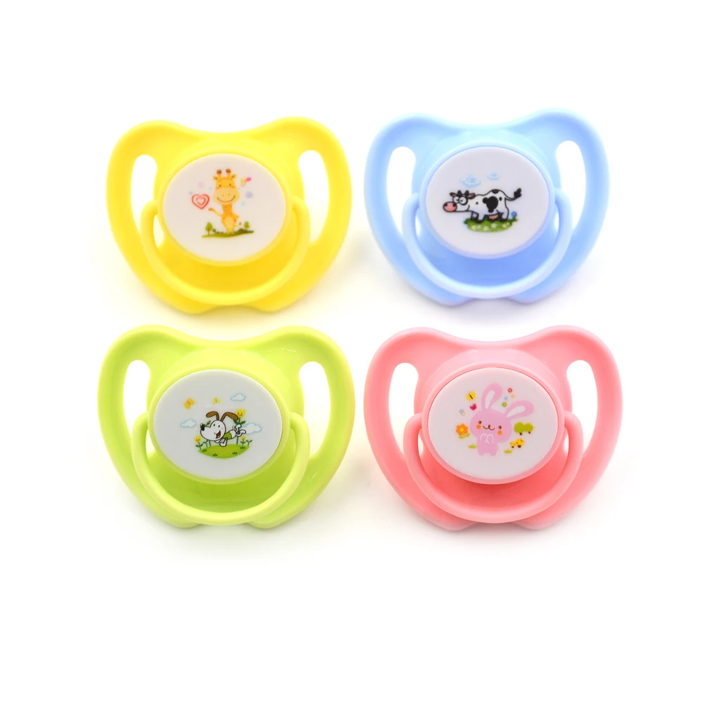 

Cartoon Animal Pattern Baby Feeding Silicone Pacifier Kids Care Flat Nipple Teether Soother Heart Shape With Handle