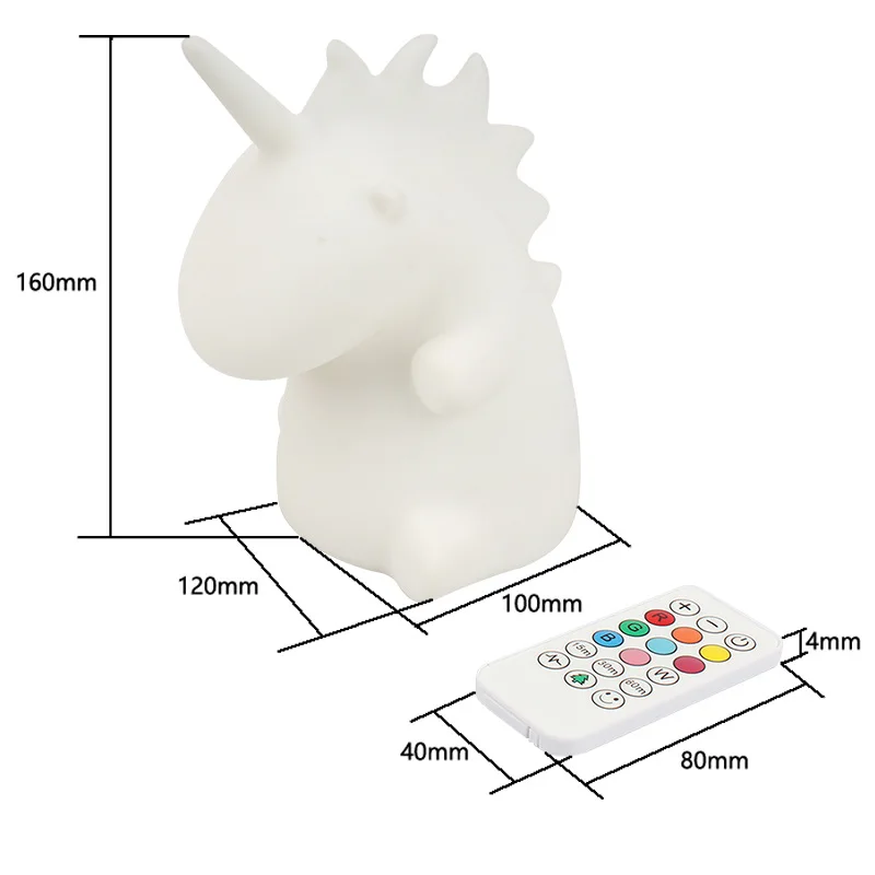Unreal Unicorn Silicone Remote Charging LED Night Light Decoration Table Lamp For Friend Girl Baby Children Kids Birthday Gift (10)