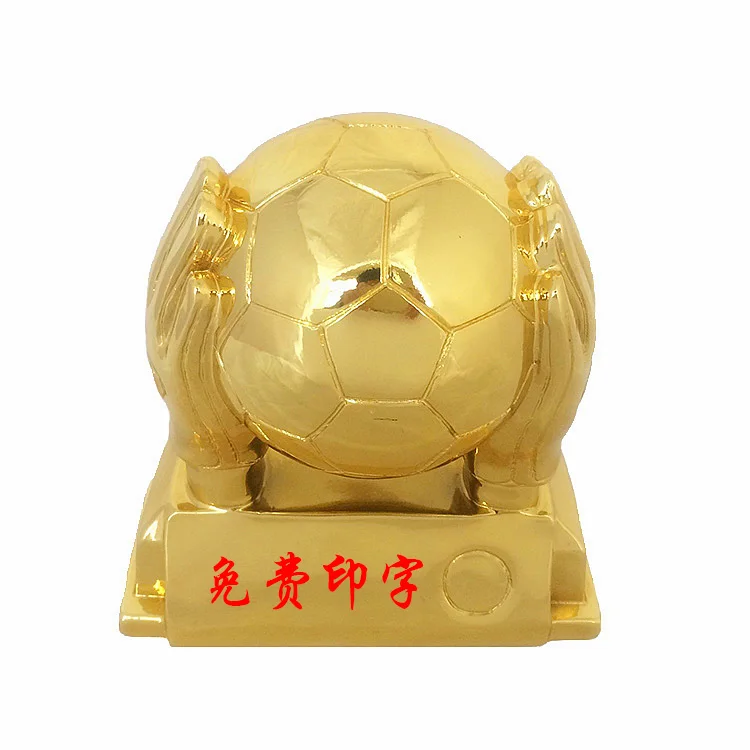 Resin gold plated football cup top scorer award The goalkeeper gold