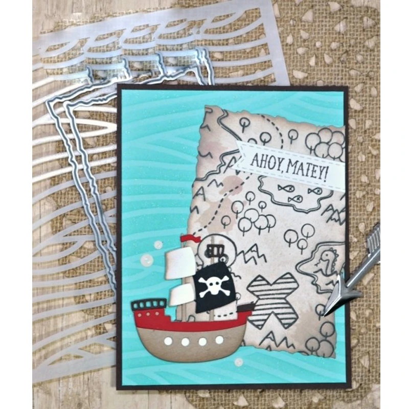 

Wave Line Plastic Stencil For DIY Scrapbooking Decorative Embossing DIY Card Craft Template Plastic Templates Drawing Sheet 6x6