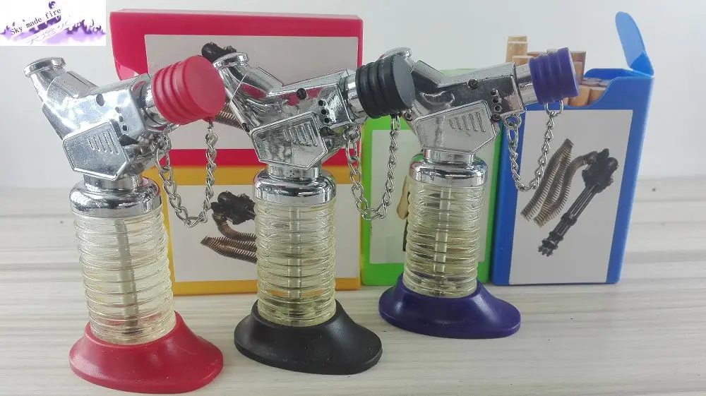 Smoking set!plastics cigarette novelty lighter flame gun,gas torch