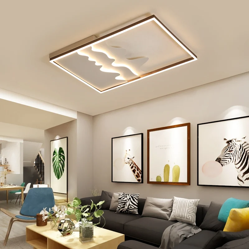 

Living room lamp simple modern creative wave atmosphere home led ceiling lamp rectangular bedroom brightness adjustable lamp new