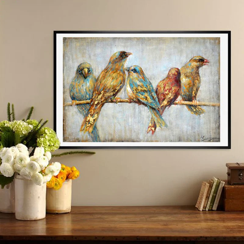 2016 Birds On a Branch Animal Wall Art Oil Painting Canvas Big Size For Home Lliving Room