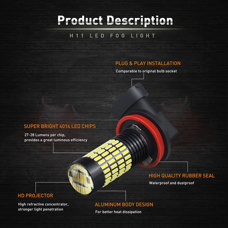 AUXITO 2x H8 H11 светодиодный Противотуманные фары лампы 12 V H9 H16 9005/HB3 PSX24W 9006/HB4 светодиодный лампы DRL авто фары Противотуманные фары лампы аксессуар