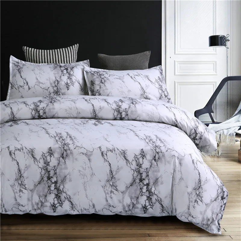 Famifun Marble Pattern Bedding Sets Duvet Cover Set 2 3pcs Bed Set