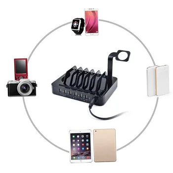 

New USB Charging Station Dock 6 Port USB Charger Organizer Multiple Mobile Tablet Charging Stand for iPhone iPad DOM668