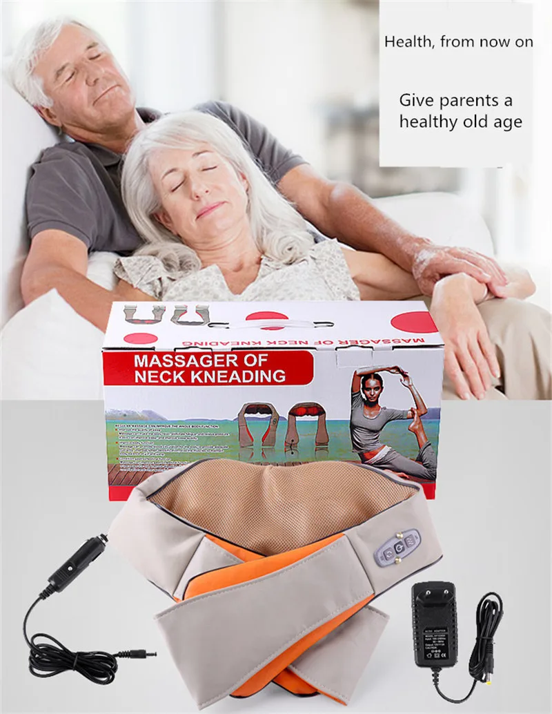 Dispositivo de Calor Shiatsu Elétrica Volta Pescoço Ombro Corpo Massageador Xale Rolo Elétrico Manual China Casa Massagem Carro Máquina 3 Massagem Xale