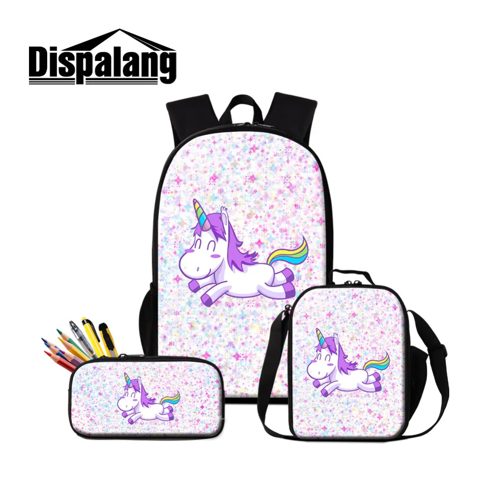 

Drop Ship Cartoon School Bag for Girls Unicorn Backpacks Children's Small Lunch Box Cute Lunch Container Pretty Pencil Case Kids