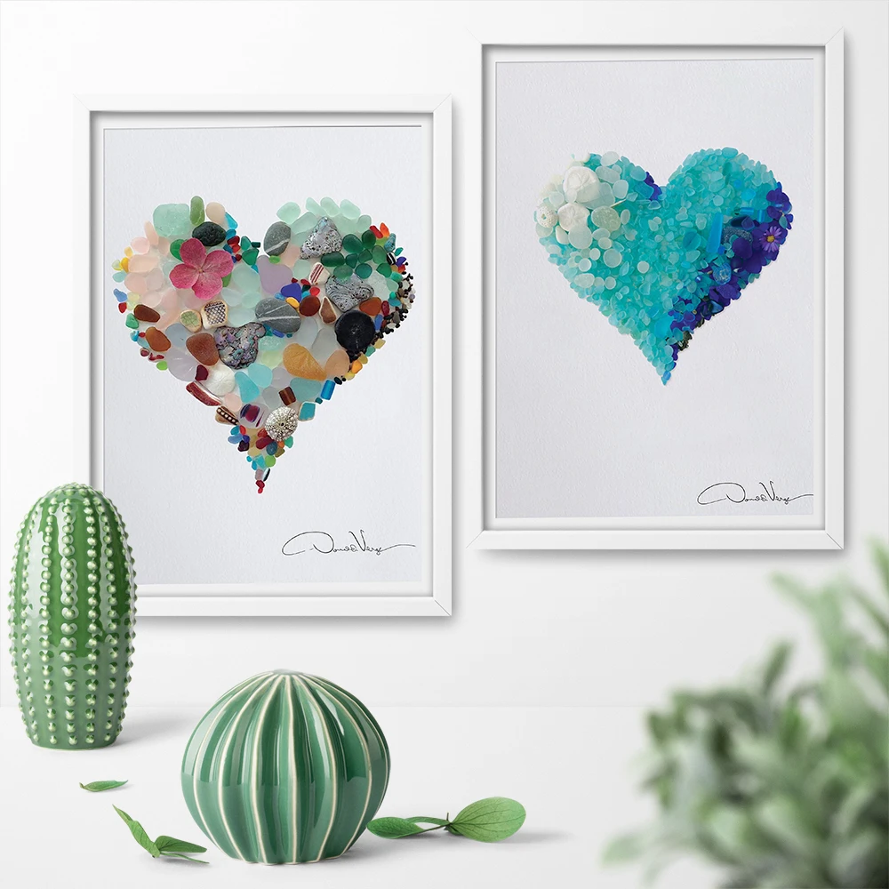 Us 525 33 Offstones Sea Glass Heart Love Heart Art Canvas Posters And Prints Canvas Painting Wall Art Pictures For Home Decoration In Painting