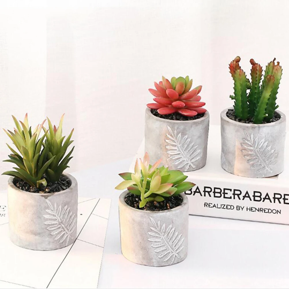 

4pcs/Set Artificial Succulent Potted Simulation Flower Pot Environmental Protection Landscape Crafts For Office Home Decoration