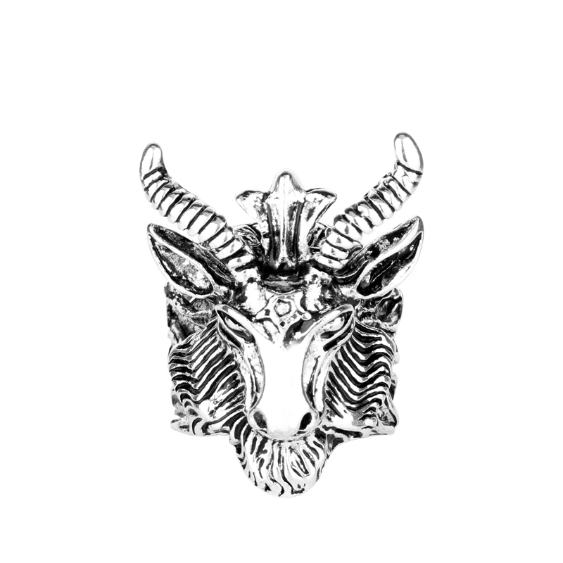 

Men Personality Hip Hop Goat Head Rings Satan Ring Aries Zodiac Sheep Satanism Jewelry Accessories