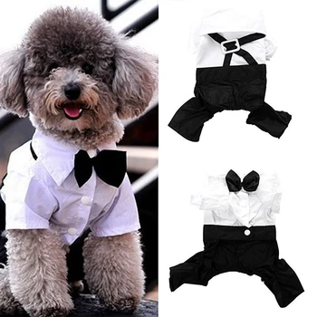 

Pet Dog Cat Clothes Prince Tuxedo Bow Tie Suit Puppy Costume Jumpsuit Coat S-XXL 456fwr32