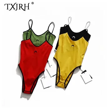 

TXJRH Solid Spaghetti Strap Backless Summer Beach Bodysuits Romper Body mujer Siamese Slim Skinny Jumpsuit Undershirt Playsuits