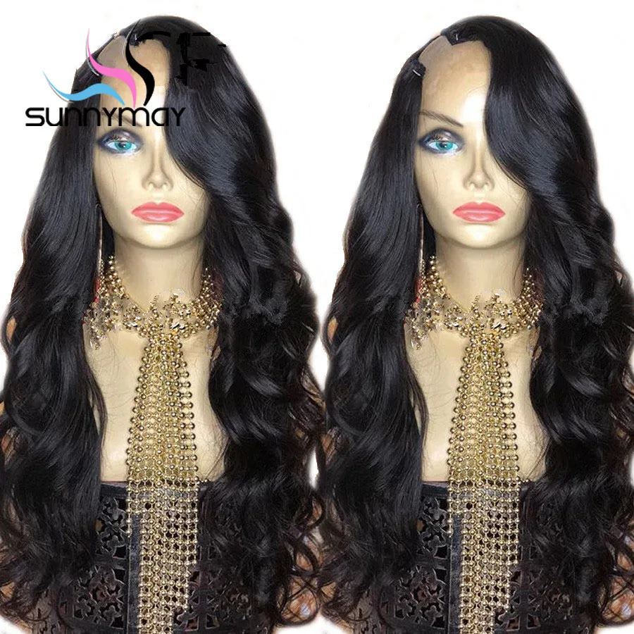 Beli Sunnymay 2*4 U Bagian Wig untuk Wanita 180% Kepadatan Tubuh Gelombang Wig Mesin Brasil Remy Rambut Manusia wig