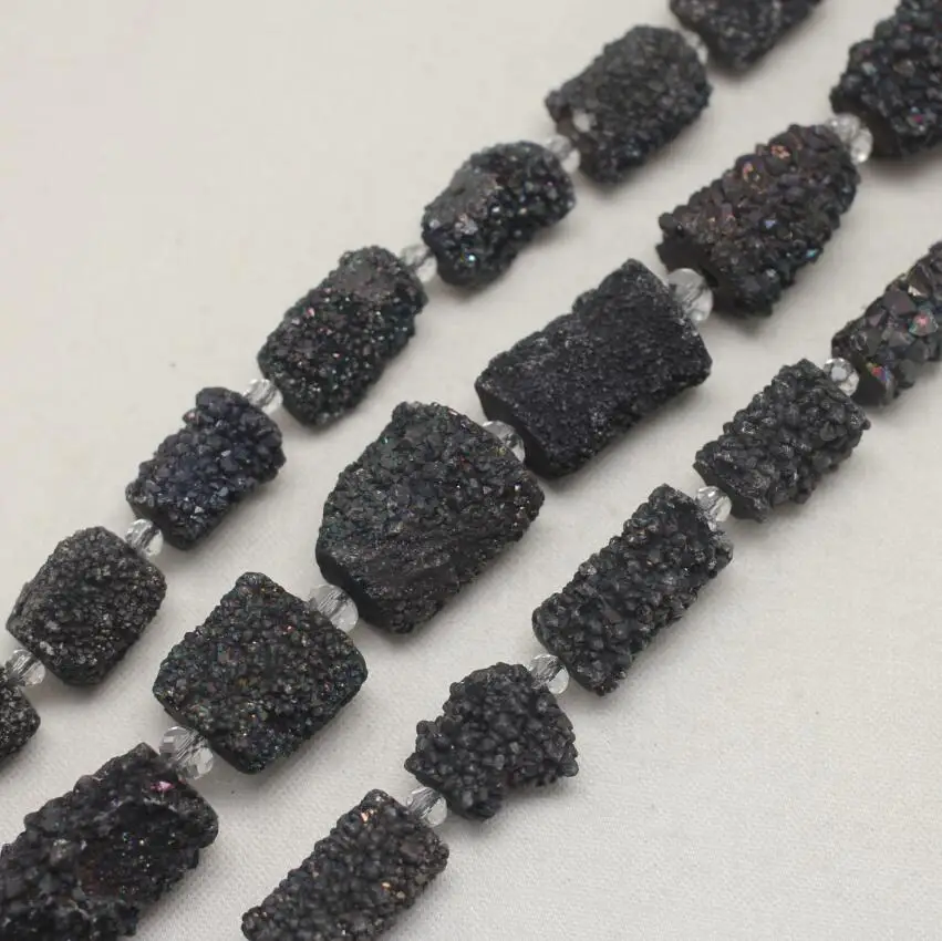 

Rainbow Gun Black AB Titanium Druzy Achate Drilled Nugget Loose Beads Pendants Natural Drusy Solar Stones Spacers Charms DIY
